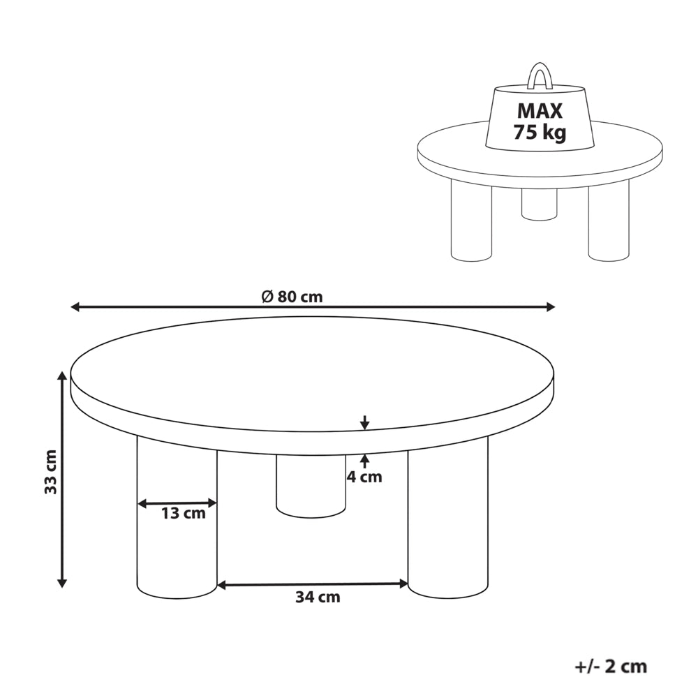 Tavolino da giardino in acciaio verniciato a polvere, resistente alle intemperie, stile moderno, rotondo, per esterni, beige