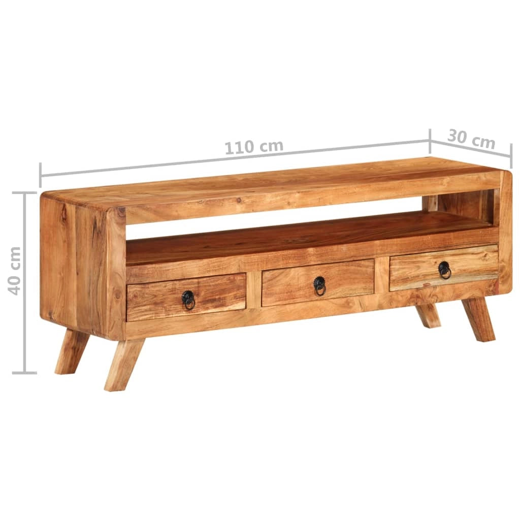 Mobile TV multimediale scaffale TV credenza mobile TV sala da pranzo soggiorno camera da letto 110 x 30 x 40 cm legno massello di acacia marrone 02_0025714