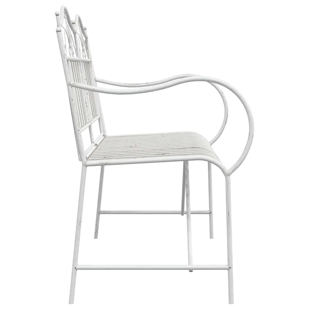 Panchina da giardino Bianco Antico 103,5 x 59 x 89 cm Acciaio 42008118