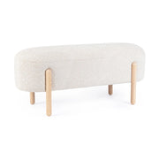Panca imbottita effetto bouclé con gambe in legno naturale - SIENNA