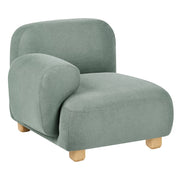 Modulo divano angolare lato destro a 1 posto con tessuto idrorepellente gambe in legno verde chiaro stile moderno a un posto