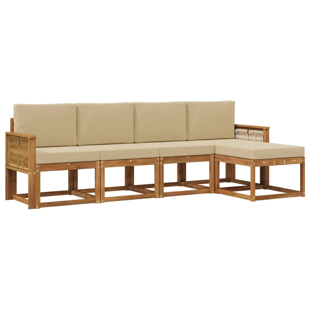 Set di divani da esterno 5 pz Naturale e Beige Poliestere 3385139