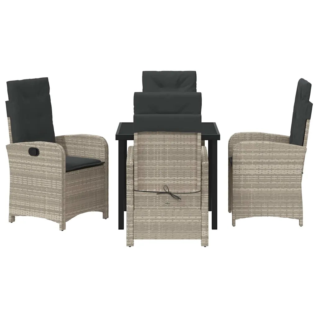 Set da Pranzo per Giardino 5 pcs Grigio chiaro polyrattan