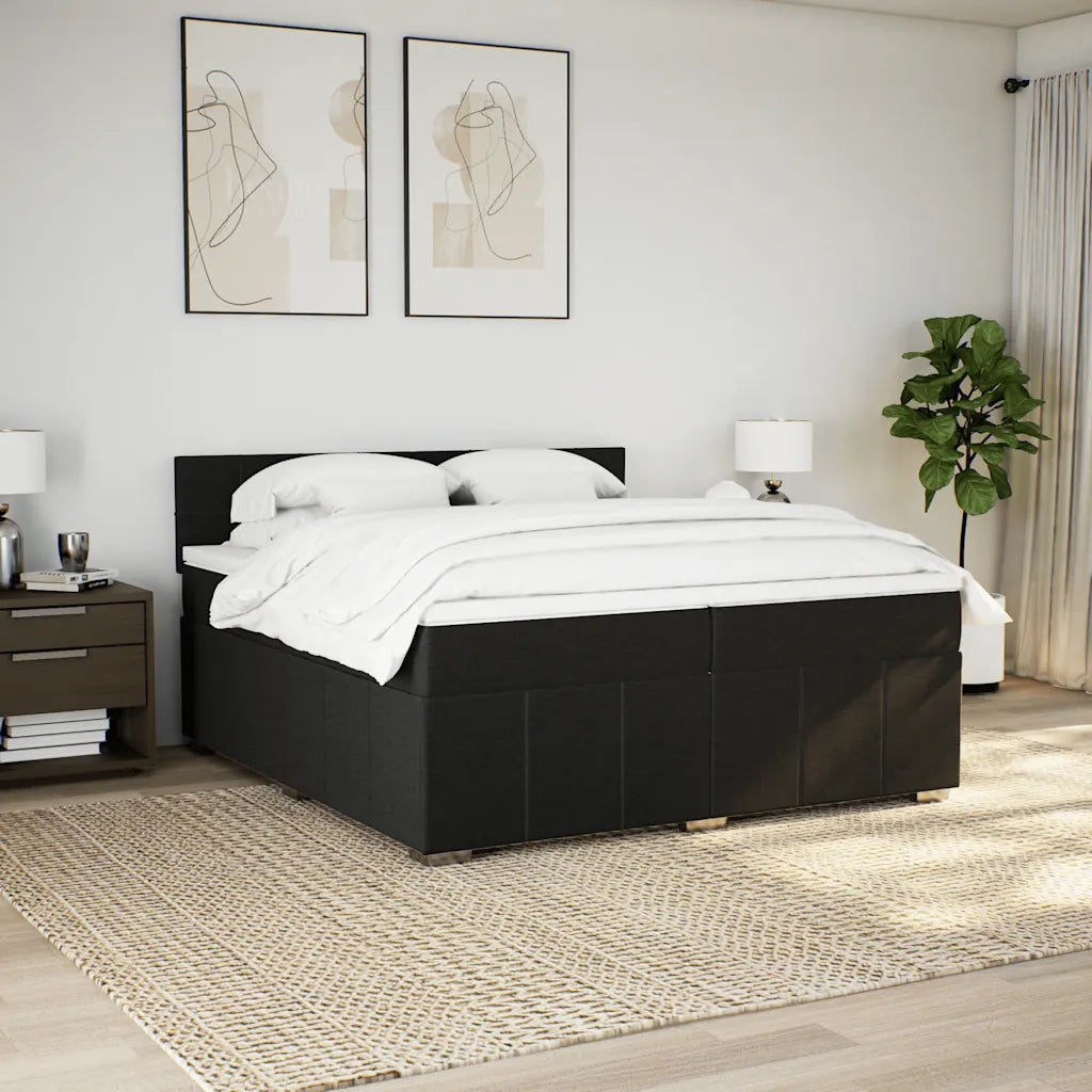 Giroletto a Molle con Materasso Nero 200x200 cm in Tessuto
