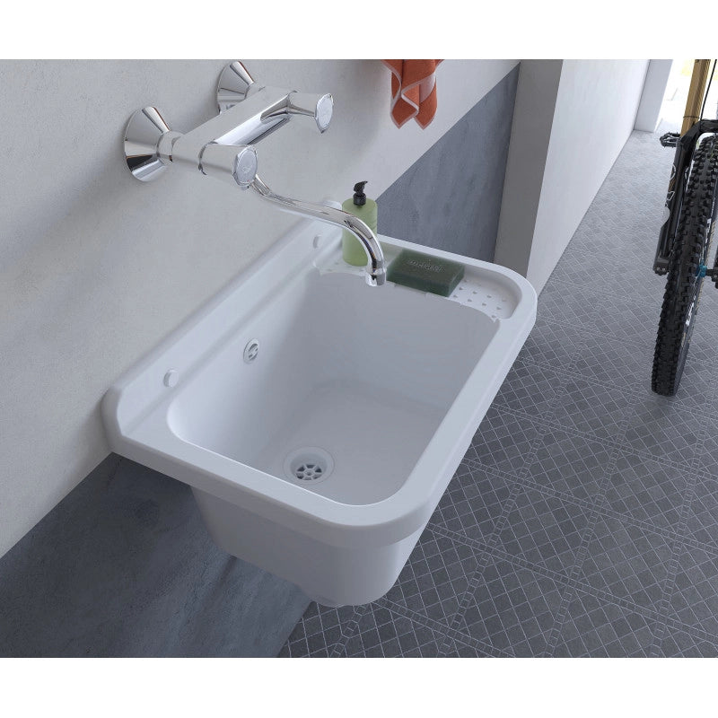 Pilozzo a muro da esterno 60x34 cm con troppopieno  Marmo  Giardino e garage  Kit di montaggio e scarico  Negrari