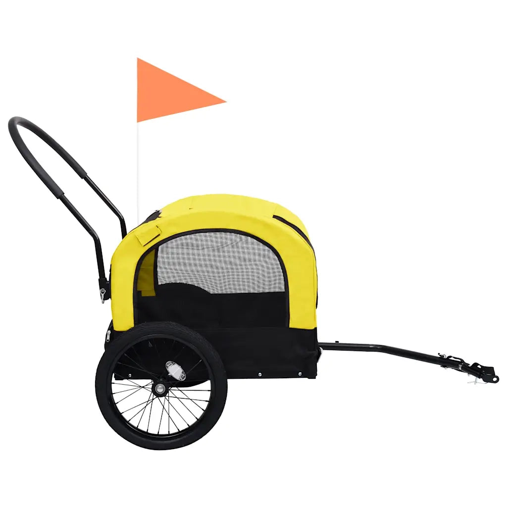 Rimorchio Bici per Animali Carrello Jogging 2in1 Giallo e Nero 92439