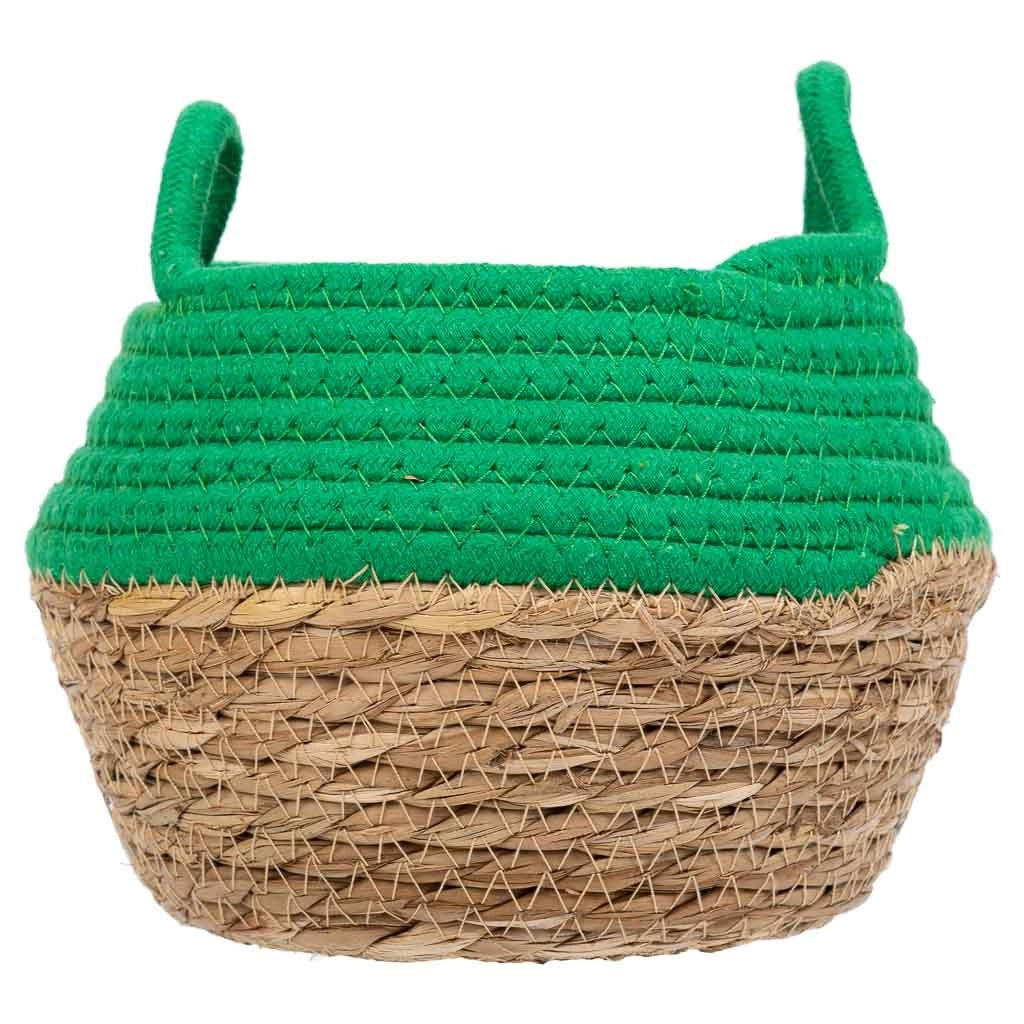 Cesto in fibra naturale e cotone verde d18x13/16,5h