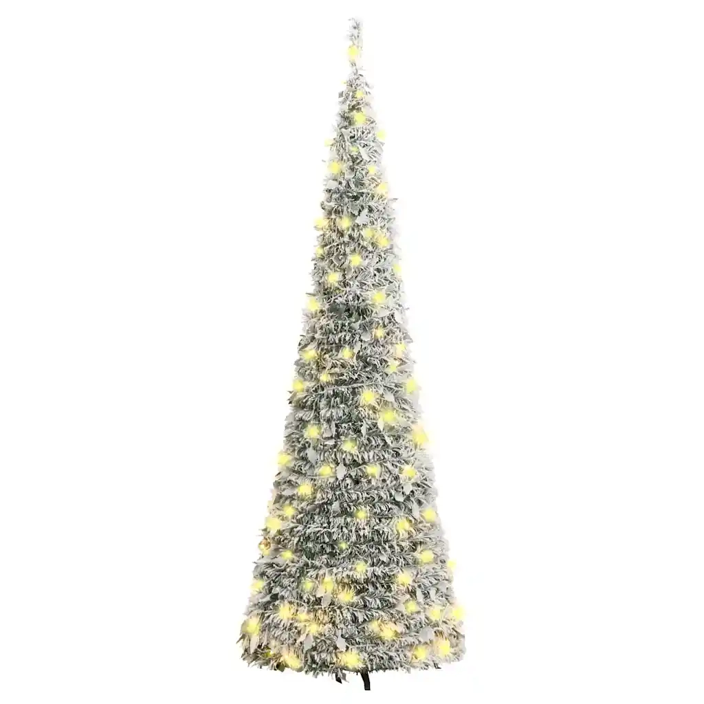 Albero di Natale | Decorazioni natalizie Artificiale Pop-up Neve Fioccata 100 LED 150cm