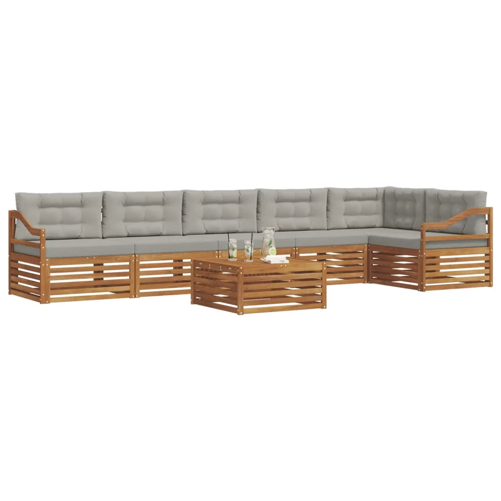 Set di divani da esterno 7 pcs Grigio Naturale e Chiaro