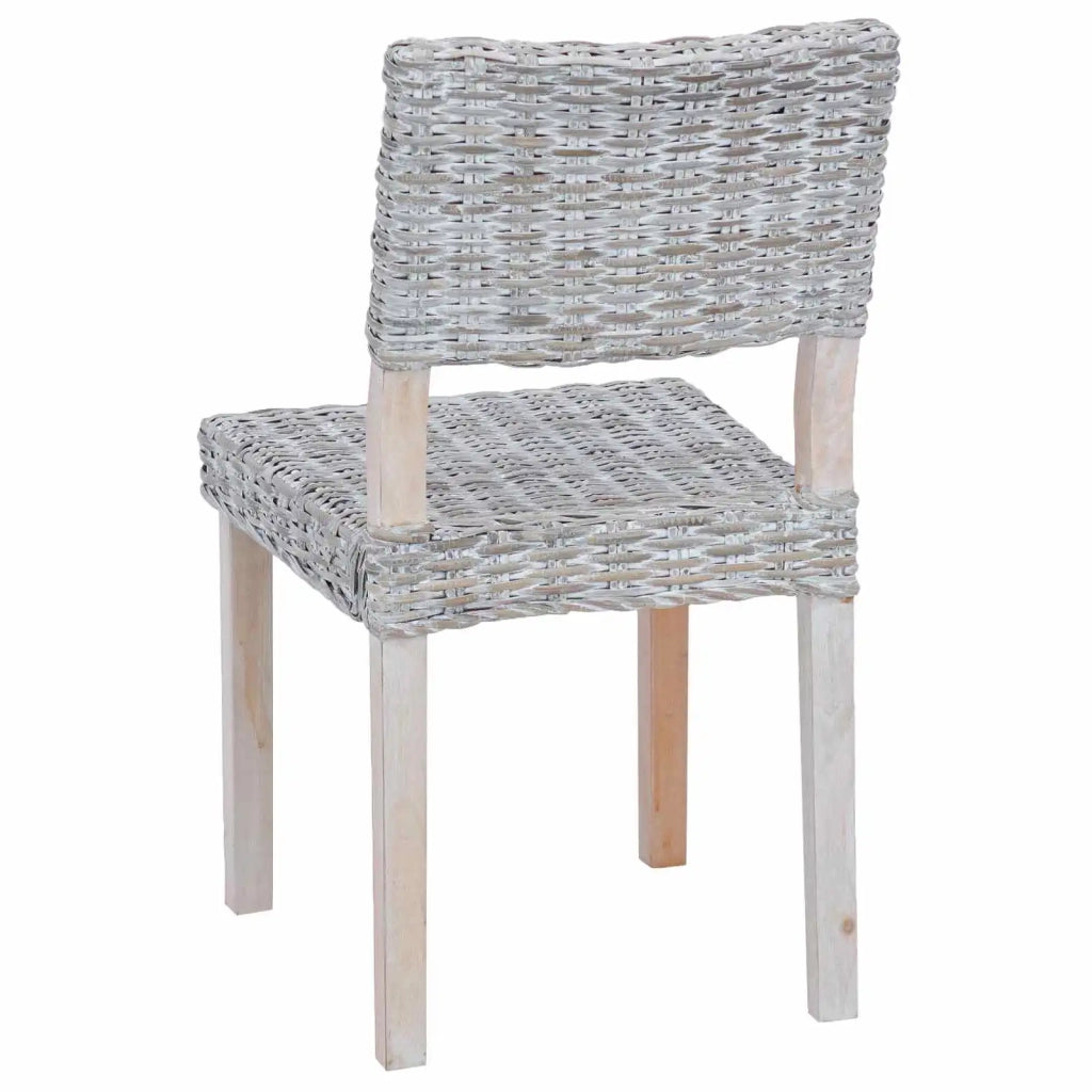 Sedia da pranzo 2 pcs Bianco Lavato 46 x 55 x 84 cm Rattan Kubu