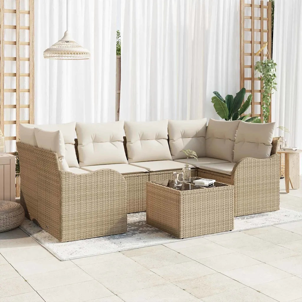 Set Divano da Giardino con cuscino 7 pcs Beige e Crema 3354270