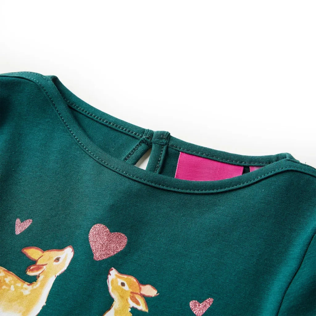 Maglietta da Bambino a Maniche Lunghe Verde Scuro 140 13658