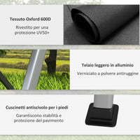 Sedia da Campeggio Pieghevole 74x59,5x98 cm con Schienale Regolabile in Alluminio e Poliestere Nero