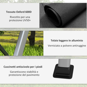 Sedia da Campeggio Pieghevole 74x59,5x98 cm con Schienale Regolabile in Alluminio e Poliestere Nero