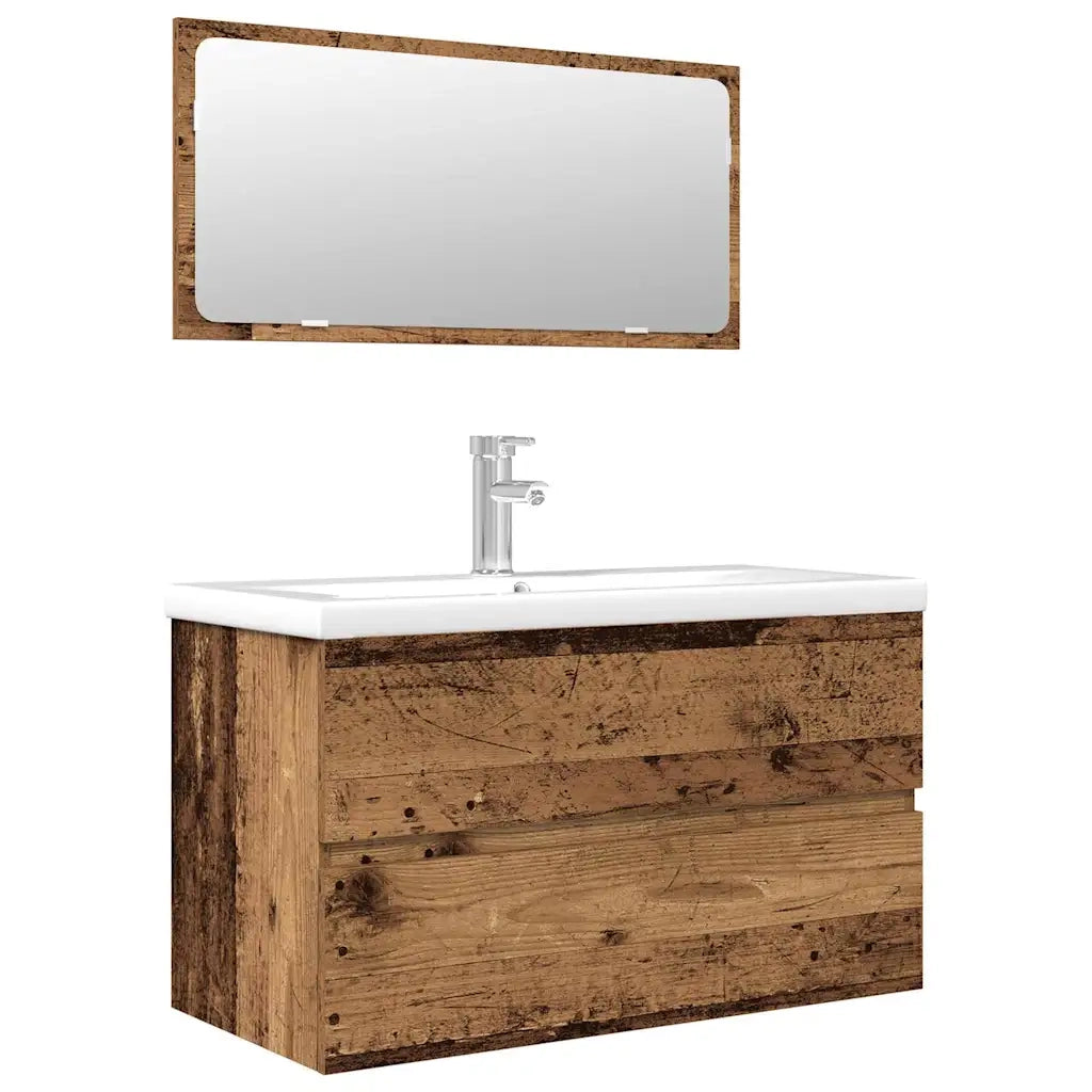 vidaXL Set Mobili da Bagno 3 pz Legno Antico in Legno Multistrato