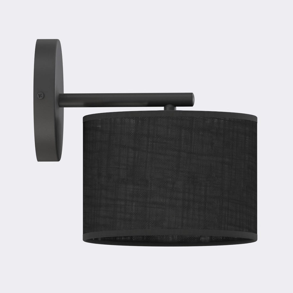 Lampada da parete ECO in acciaio nero opaco e tessuto