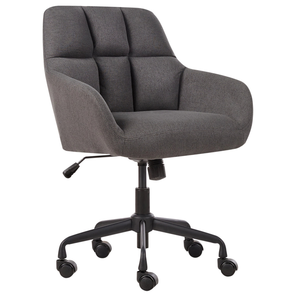 Sedia da ufficio in tessuto grigio con struttura in metallo nero con funzione girevole ufficio elegante