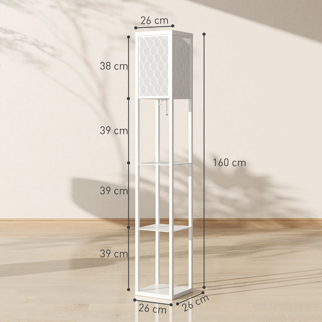 Lampada da Terra 2 in 1 con 3 Ripiani ¨C zephmum ¨C 26x26x160 cm, Bianco