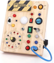 Tabella di Attività Motorie per Bambini da 1 Anno - Giocattolo di Legno Sensoriale con Interruttori e Lampadine LED