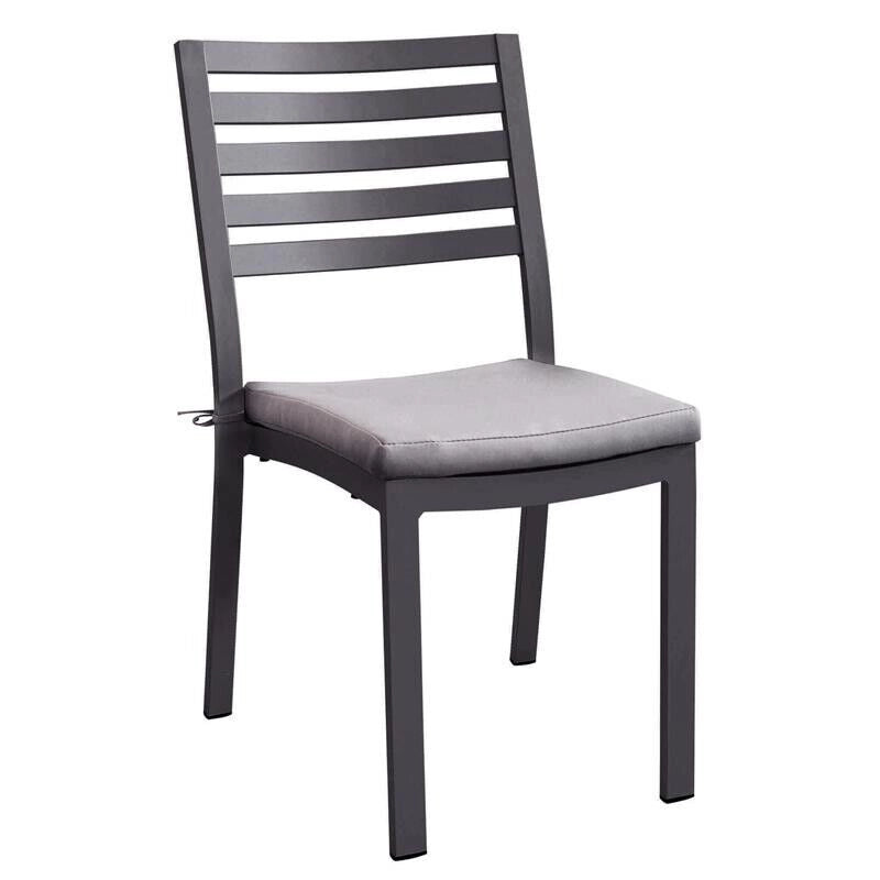 SEDIA FORMENTERA IN ALLUMINIO GRIGIO CON CUSCINO TAUPE