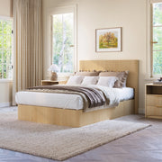 Letto contenitore 140 × 200 cm con sistema di sollevamento idraulico, ampia capacità, senza materasso, rovere chiaro