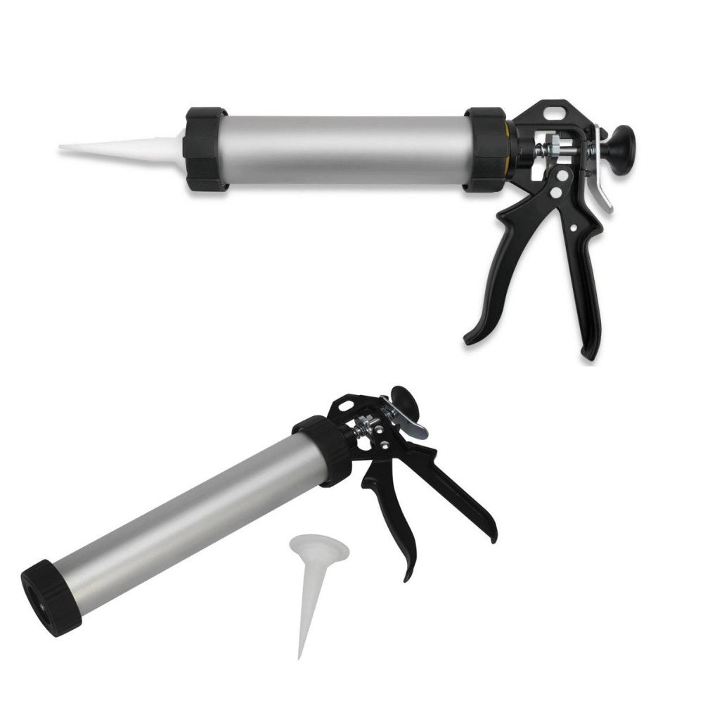 Trade Shop - Pistola Per Cartuccia Silicone Fughe 240 Mm In Alluminio Professionale Beccuccio -