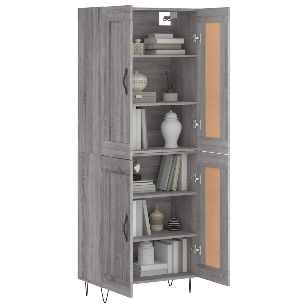 Credenza Grigio Sonoma 69,5x34x180 cm in Legno Multistrato 3199719