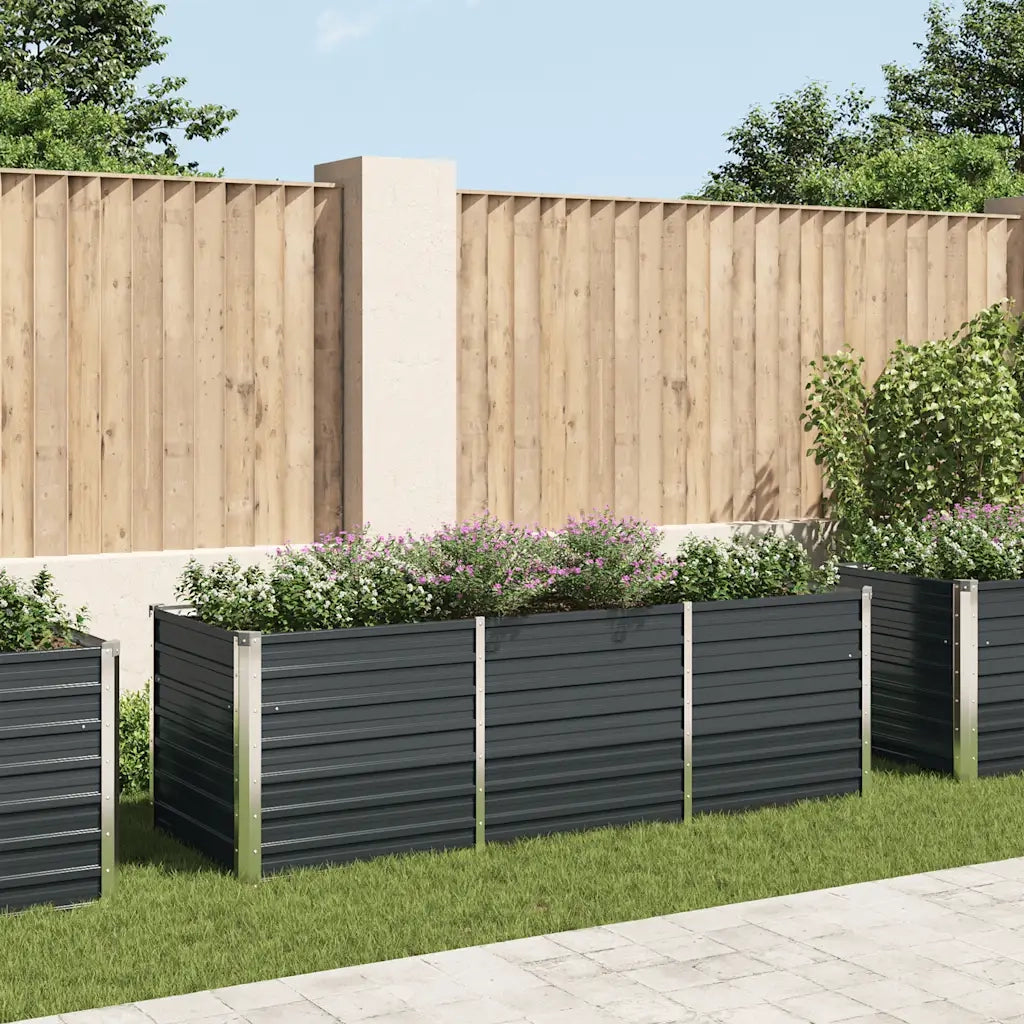 Fioriera per Giardino Antracite 240x80x77 cm in Acciaio Zincatocod mxl 130349