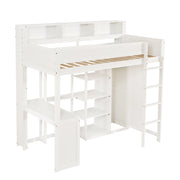 Letto a Castello 90 x 200 cm; 2 Posti; Tavolo; Armadio; Scaffali e Scala a 4 Gradini