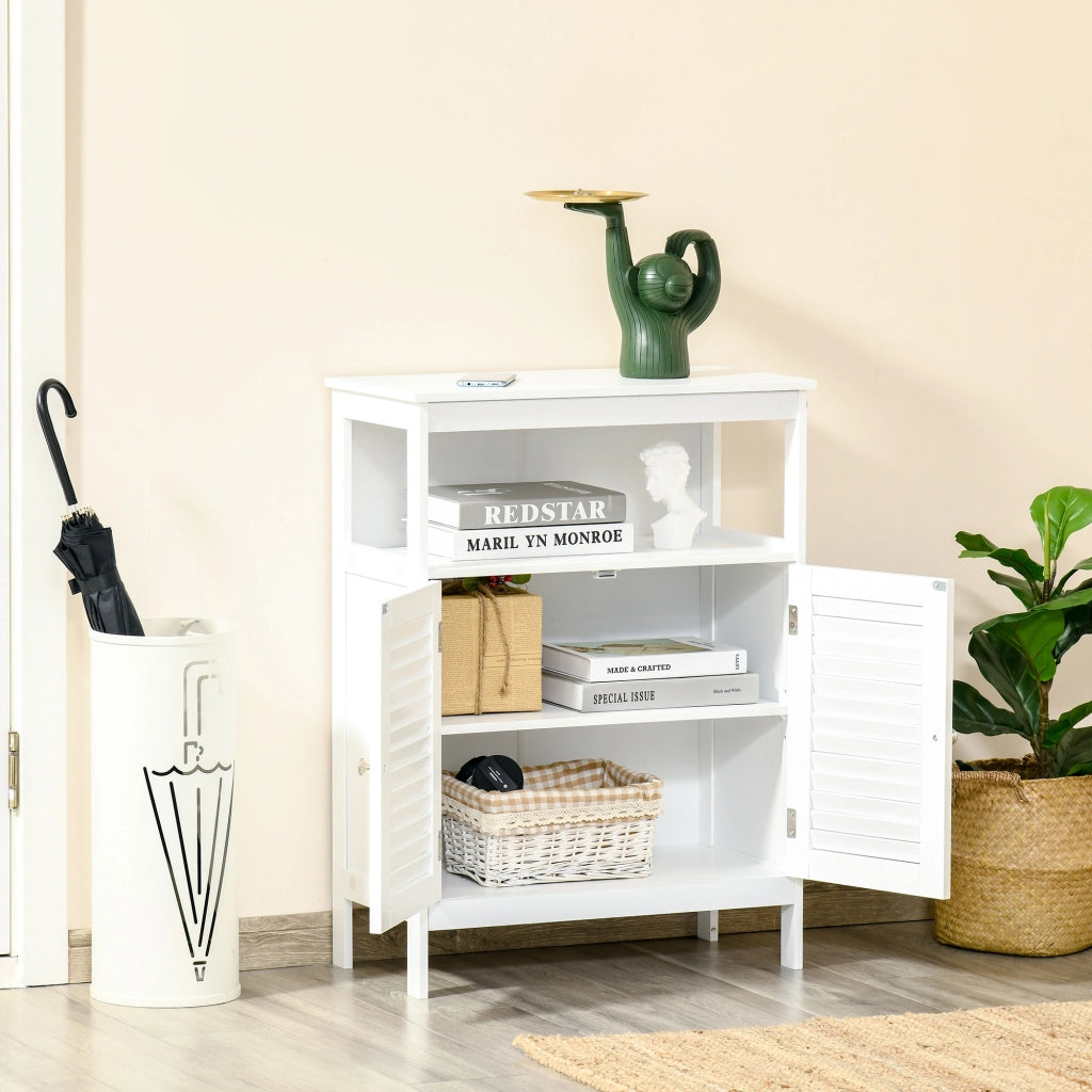 Mobile bagno con 2 ante a persiana e ripiano aperto ¨C Xylo ¨C Bianco 60x30x81,6 cm