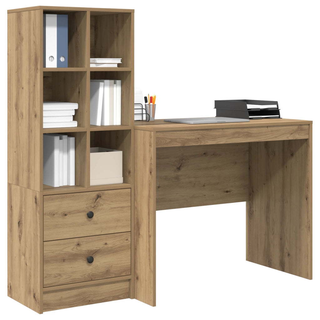 Scrivania con archiviazione Rovere artigianale Legno ingegnerizzato