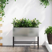 Vaso da giardino-Fioriera Esterno-Contenitore per Piante Rialzato Argento 60 x 26 x 45 cm 925374