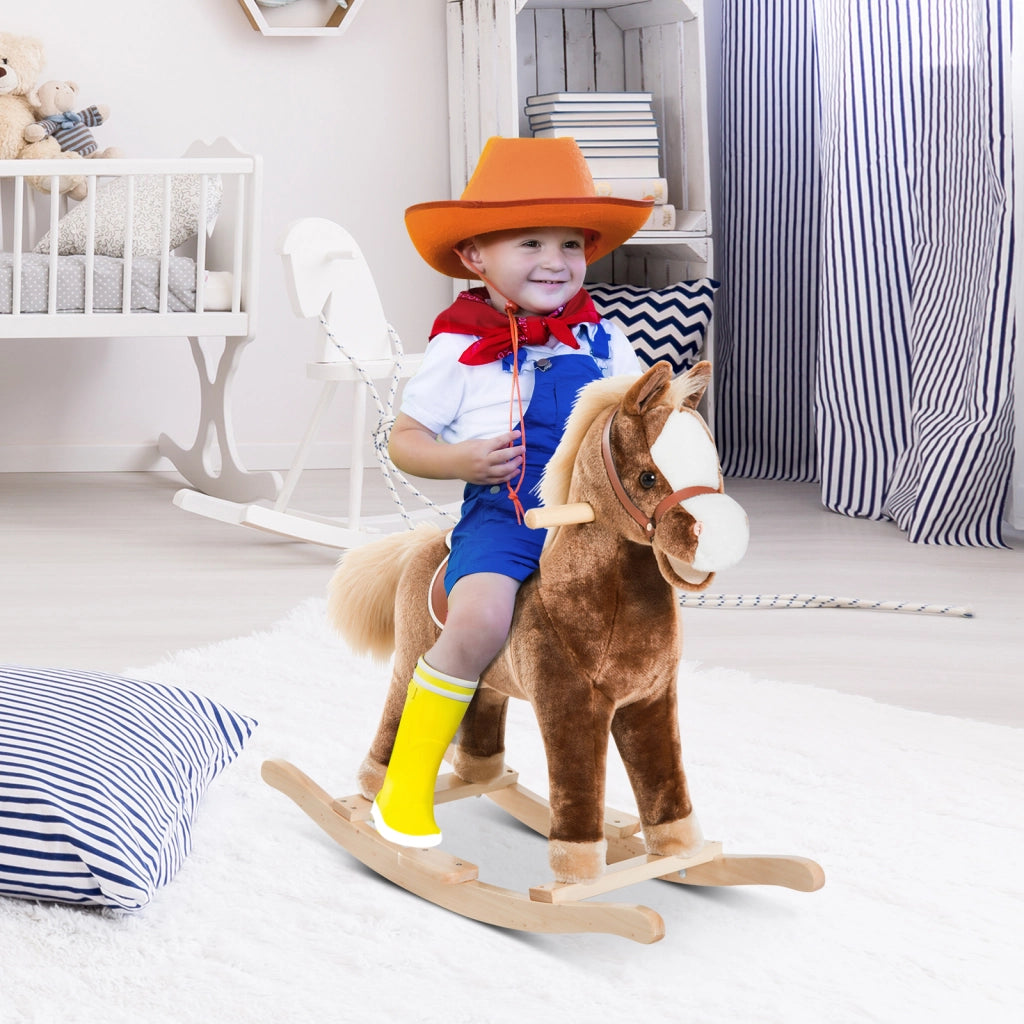Cavallo a Dondolo in Legno per Bambini ¨C zephmum ¨C 74x33x62 cm Marrone