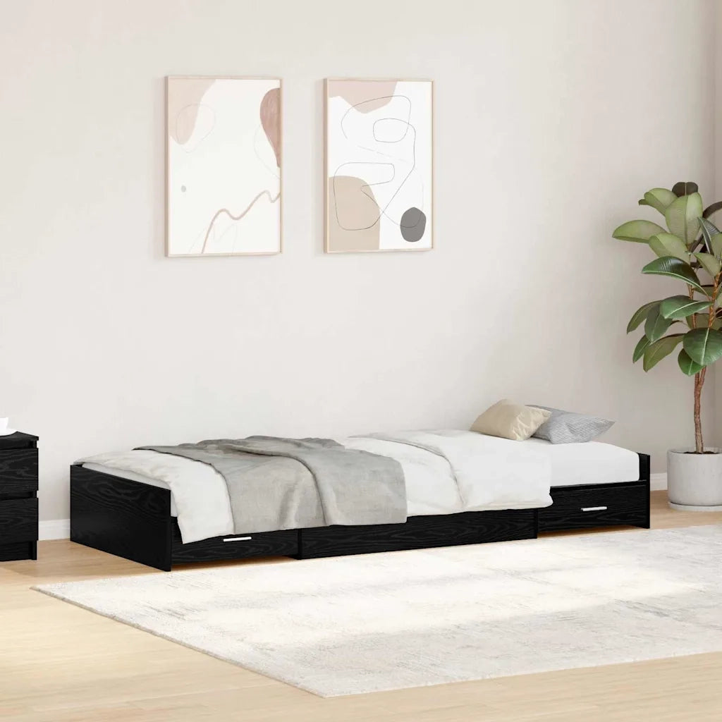 Struttura del letto Rovere Nero 75 x 190 cm Legno multistrato 3335254