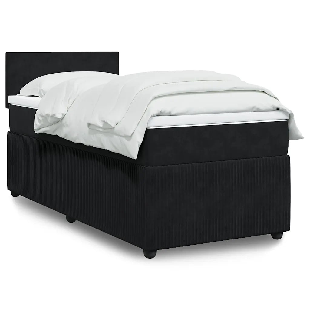 Giroletto a Molle con Materasso-Struttura Letto Nero 80x200 cm in Velluto 826355