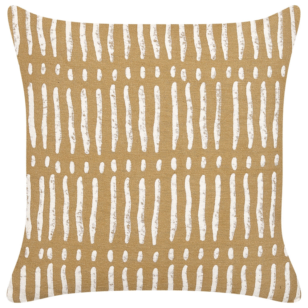 Cuscino decorativo cotone beige e bianco 45 x 45 cm motivo geometrico a righe rivestimento sfoderabile fatto a mano con imbottitura