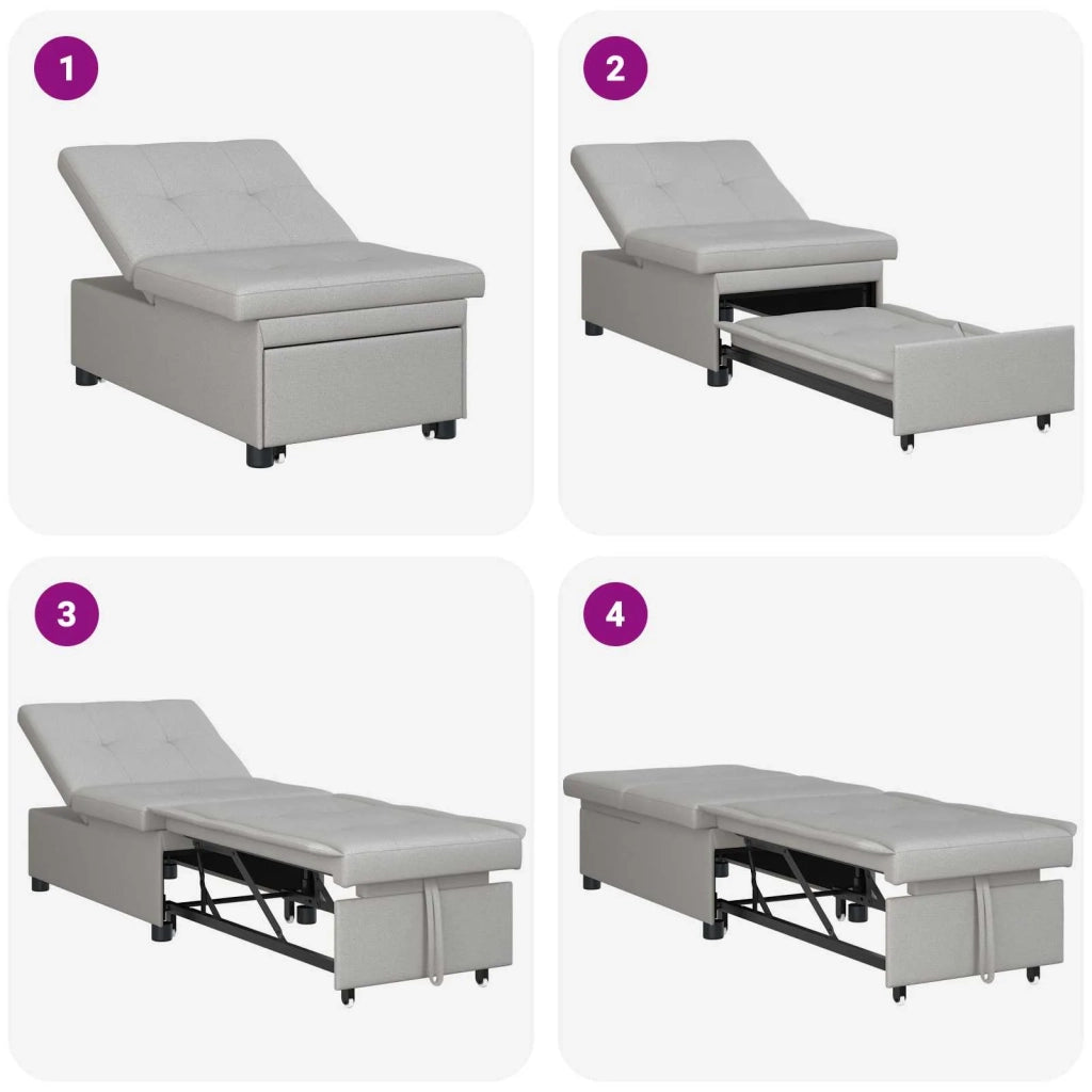Divano Letto Estraibile Grigio 194 x 50 x 82 cm Tessuto 42008591