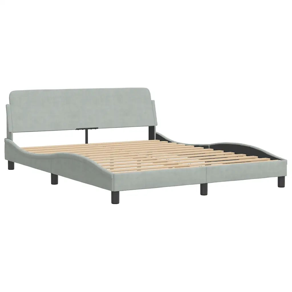 Giroletto con LED senza Materasso-Struttura Letto Hanko Grigio Chiaro 160x200 cm in Velluto