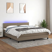 Letto a Molle con Materasso e LED Tortora 160x200 cm in Tessuto cod mxl 35731