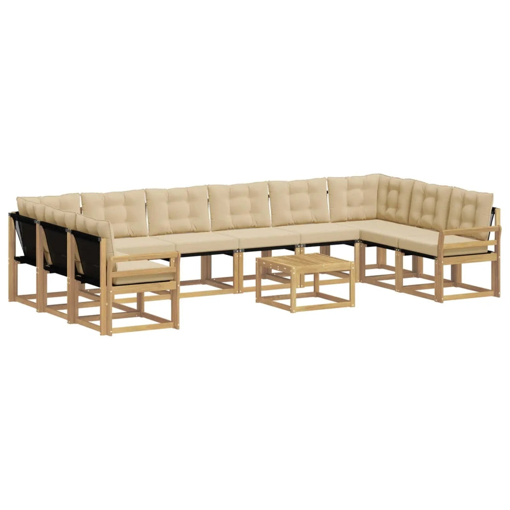 Set di divani da esterno 11 pz Bianco e Beige 3389935