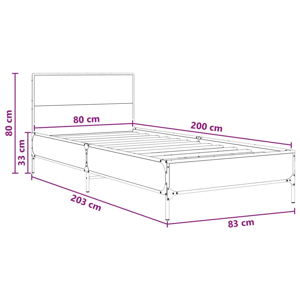 Struttura letto con testata Rovere Sonoma 80 x 200 cm 8009107