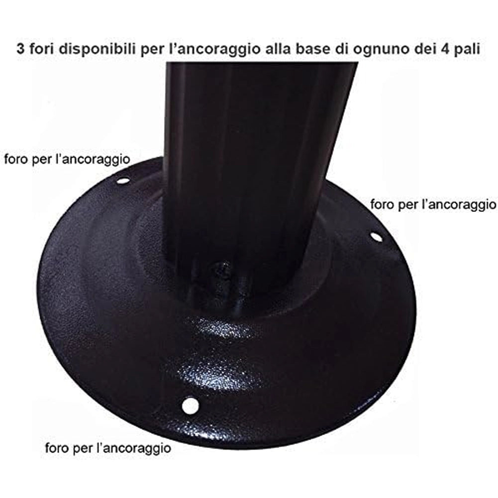 Gazebo 3X3 Metri In Alluminio Telo Impermeabile Zanzariera Antipioggia Giardino
