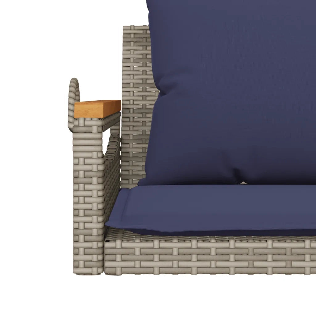 Panchina Dondolo con Cuscini Grigia 109x62x40 cm in Polyrattan 368150