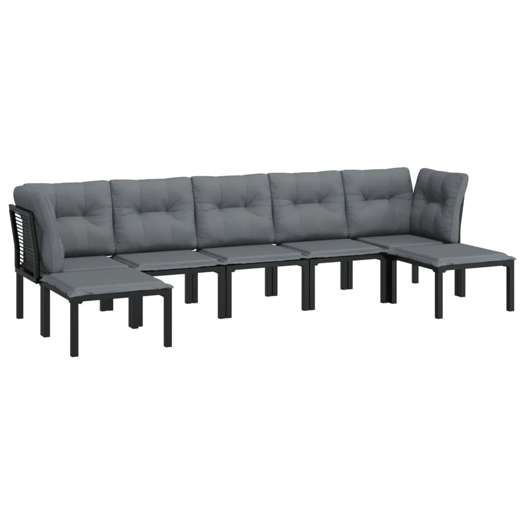 Set di mobili da giardino mobili da esterno set da 7 pezzi resina intrecciata nera e grigia 02_0017451