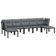 Set di mobili da giardino mobili da esterno set da 7 pezzi resina intrecciata nera e grigia 02_0017451