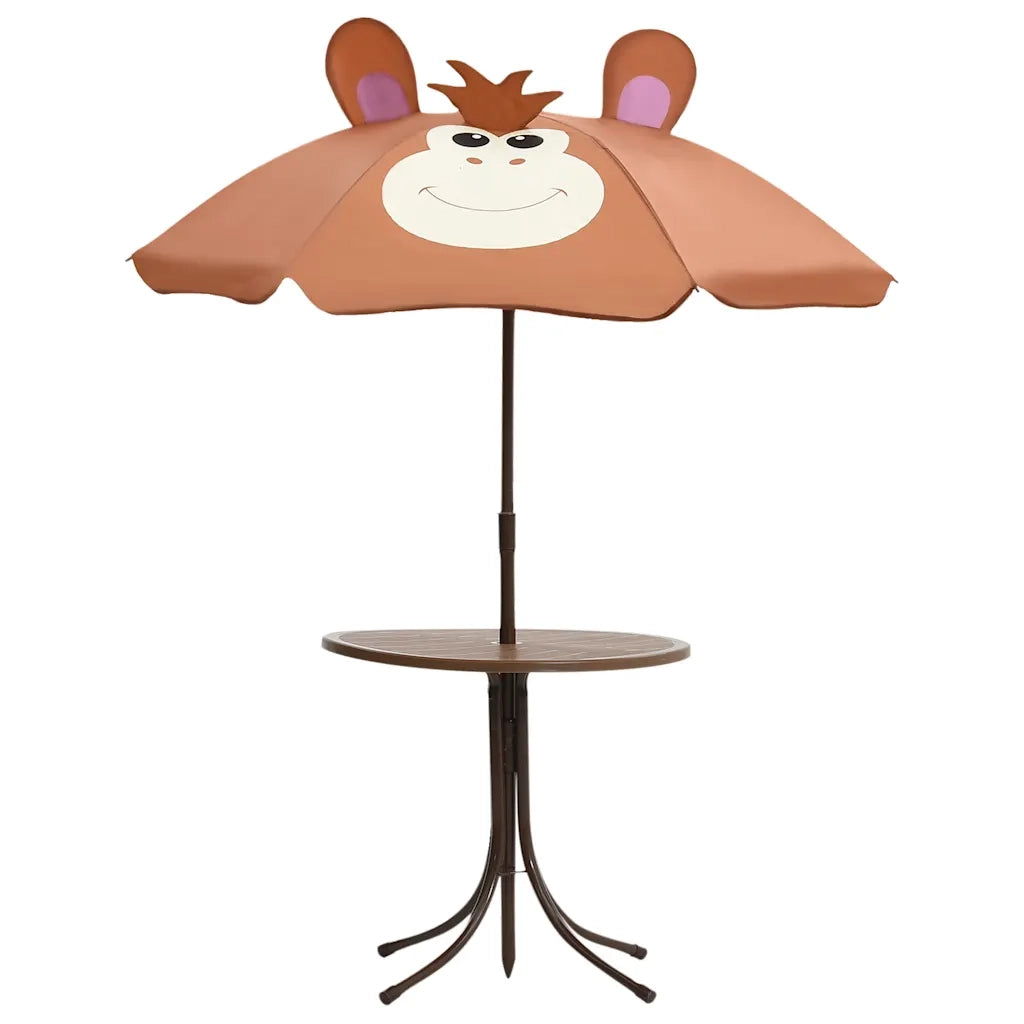 Set da Bistrot da Giardino | Set Salotto da Giardino per Bambini con Ombrellone Marrone