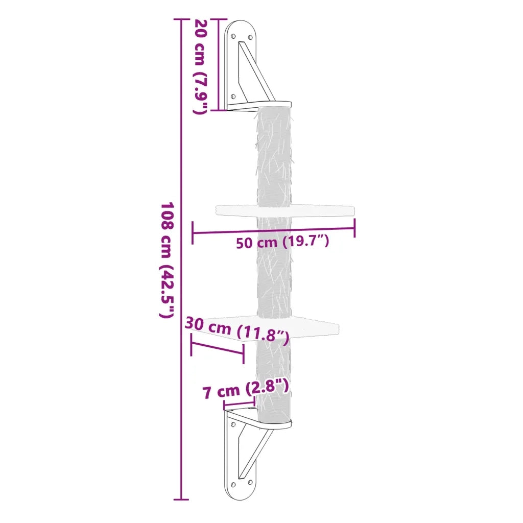 vidaXL Albero per Gatti con Tiragraffi a Parete Crema 108 cm