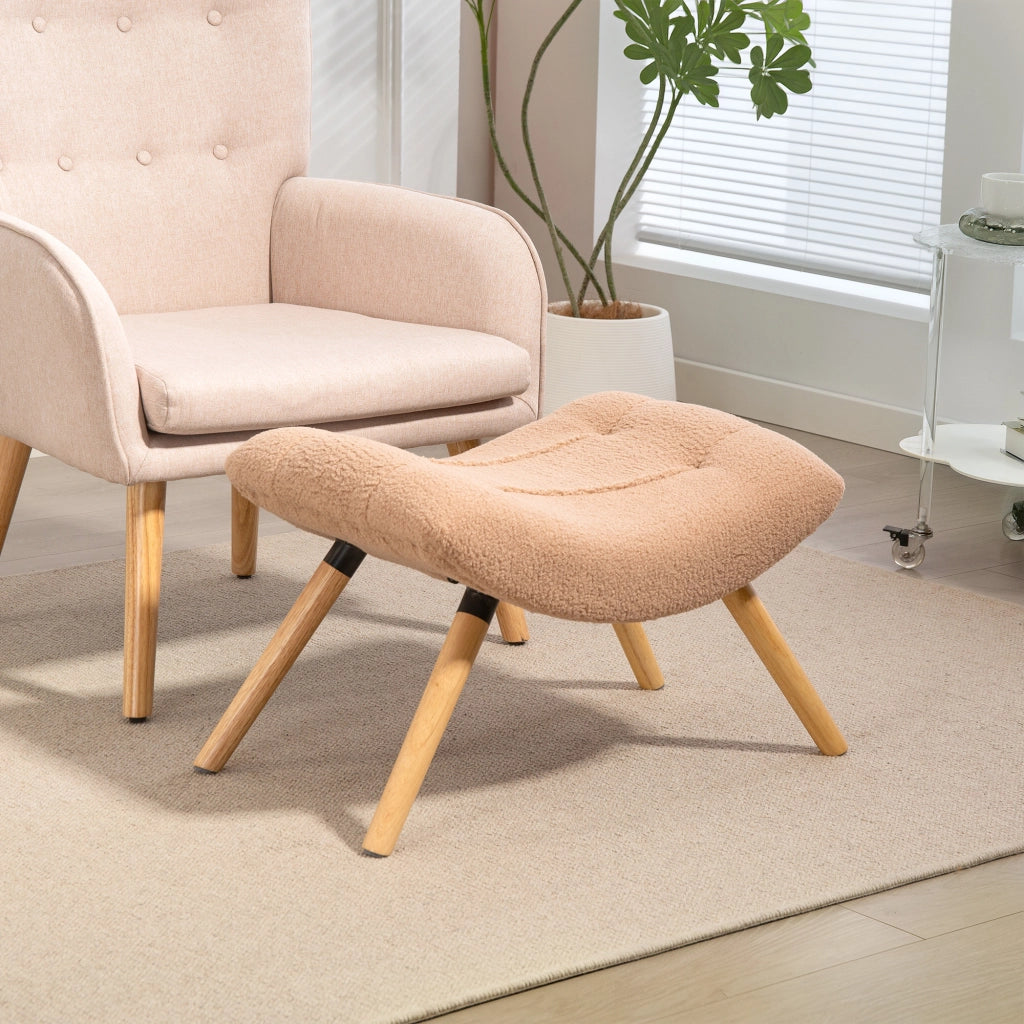 Pouf imbottito con rivestimento velluto e gambe in legno ¨C zephmum ¨C marrone
