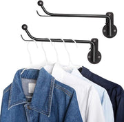 Hangers per 2 pezzi con supporto oscillante per abbigliamento - Appoggio per organizzare la cabina armadio - Registrazione per la spazializzazione in nero - Ideale per la camera da bagno, la camera da letto e la stanza per il bucato.