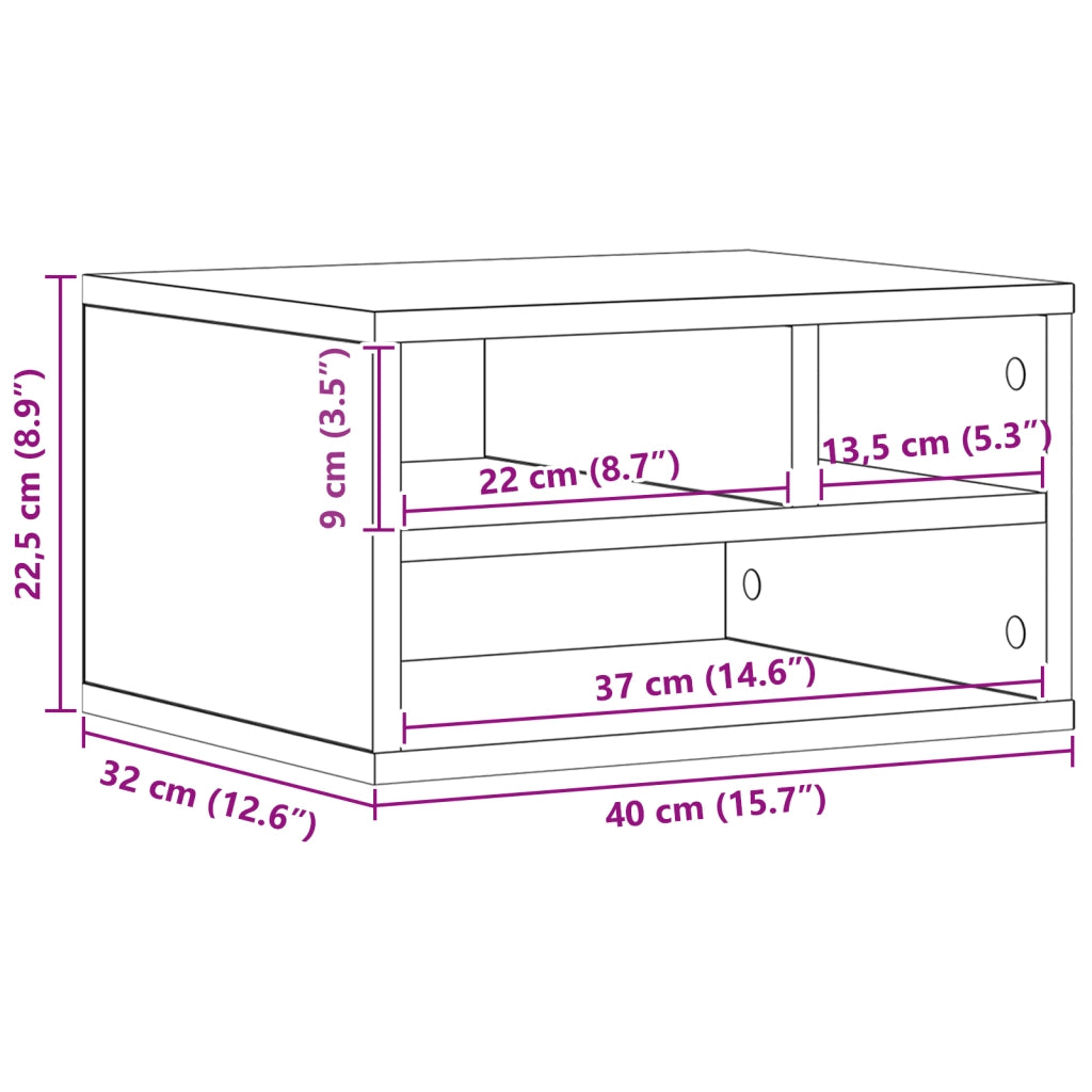 Supporto per Stampante  Rovere Artigianale 40x32x22,5 cm Legno Ingegnerizzato